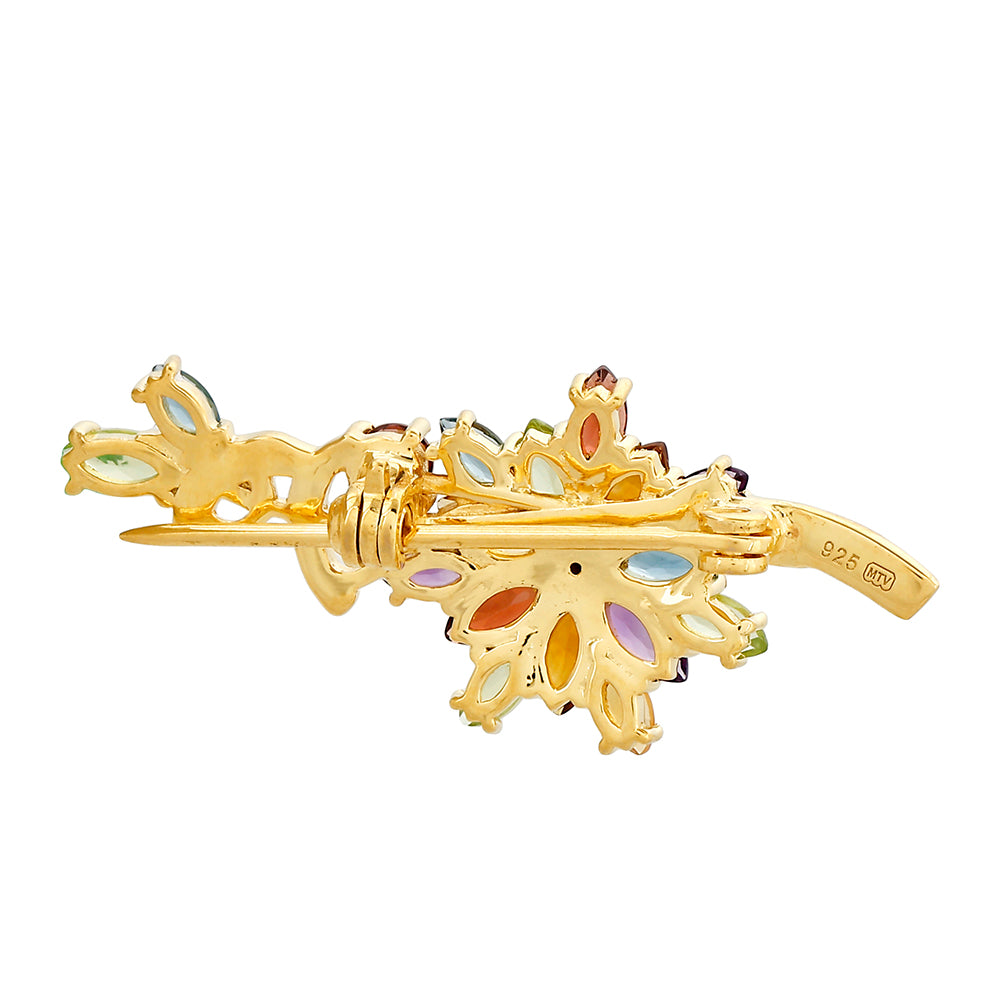 Broşă din Argint 925 Placat cu Aur ( 2.62 grame ) cu Ametist și Citrin Madeira 1.99 Carate