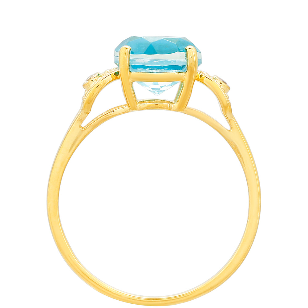 Inel din Argint 925 Placat cu Aur ( 1.53 grame ) cu Cuarț Paraiba și Topaz Alb 2.19 Carate