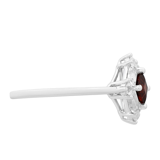Inel din Argint 925 ( 1.9 grame ) cu Granat și Topaz Alb 1.18 Carate
