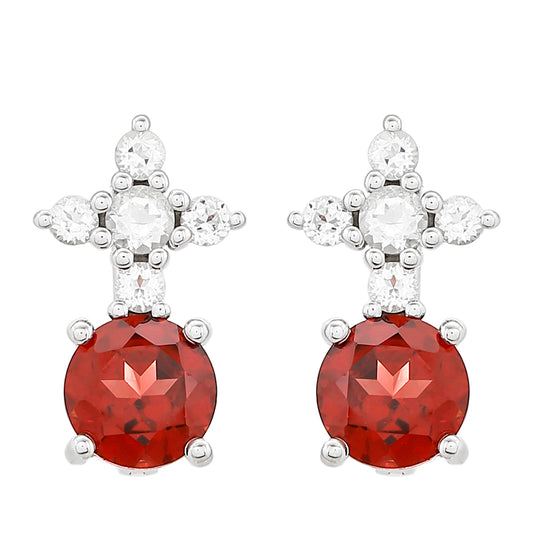 Cercei din Argint 925 ( 1.84 grame ) cu Granat și Topaz Alb 2.51 Carate