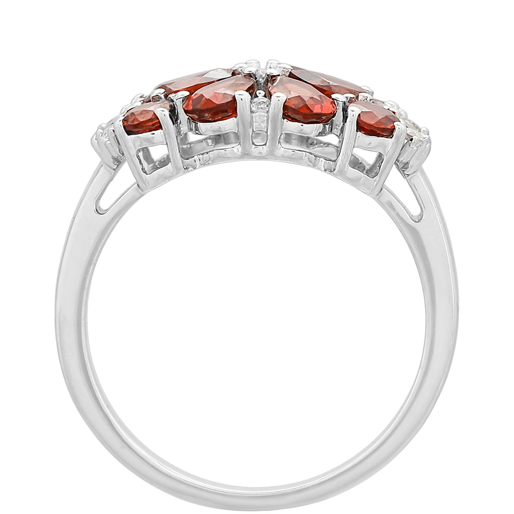 Inel din Argint 925 ( 2.55 grame ) cu Granat și Topaz Alb 2.64 Carate