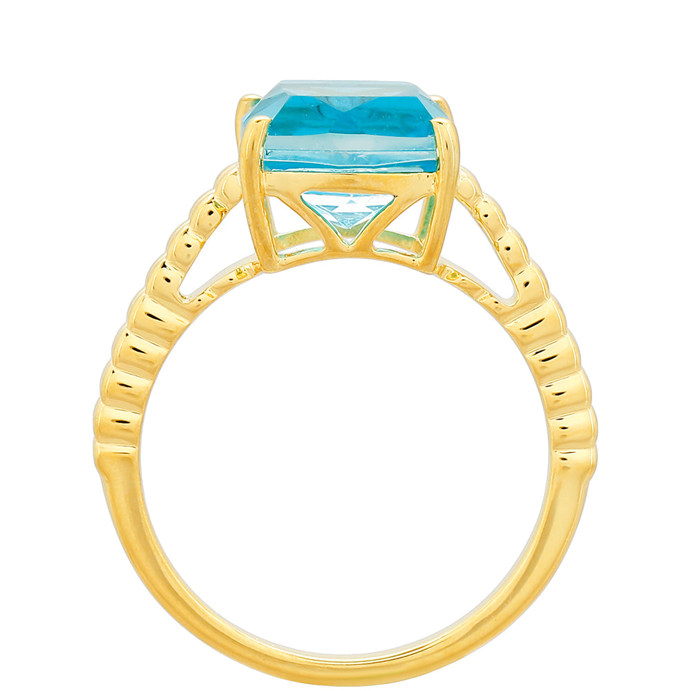 Inel din Argint 925 Placat cu Aur ( 2.54 grame ) cu Cuarț Paraiba 3.46 Carate