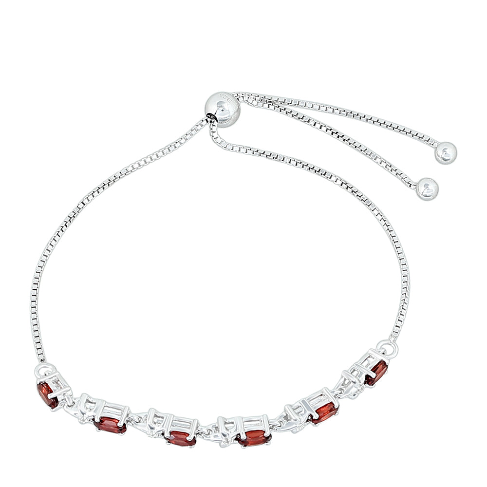 Brățară din Argint 925 ( 4.34 grame ) cu Granat și Topaz Alb 1.84 Carate