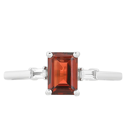 Inel din Argint 925 ( 1.44 grame ) cu Granat și Topaz Alb 1.27 Carate