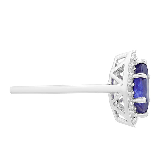 Inel din Argint 925 ( 1.86 grame ) cu Safir Thailandez și Topaz Alb 1.52 Carate