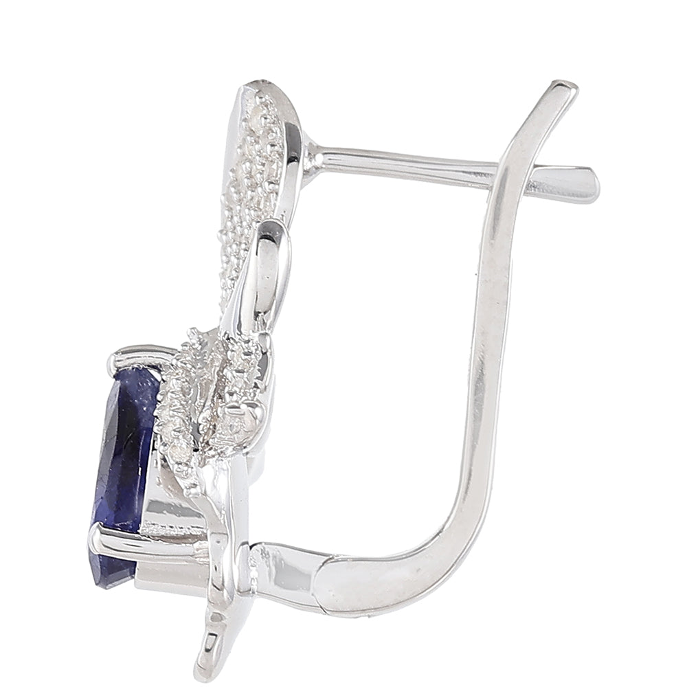 Cercei din Argint 925 ( 4.81 grame ) cu Safir Thailandez și Topaz Alb 2.56 Carate