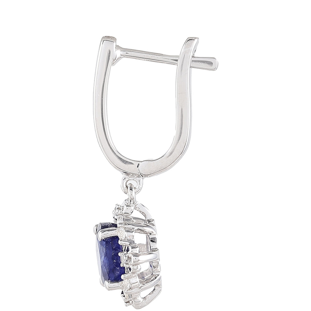 Cercei din Argint 925 ( 2.77 grame ) cu Safir Thailandez și Topaz Alb 2.77 Carate