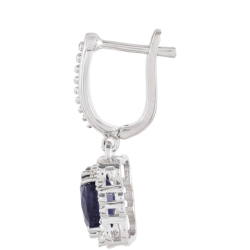 Cercei din Argint 925 ( 2.08 grame ) cu Safir Thailandez și Topaz Alb 2.37 Carate