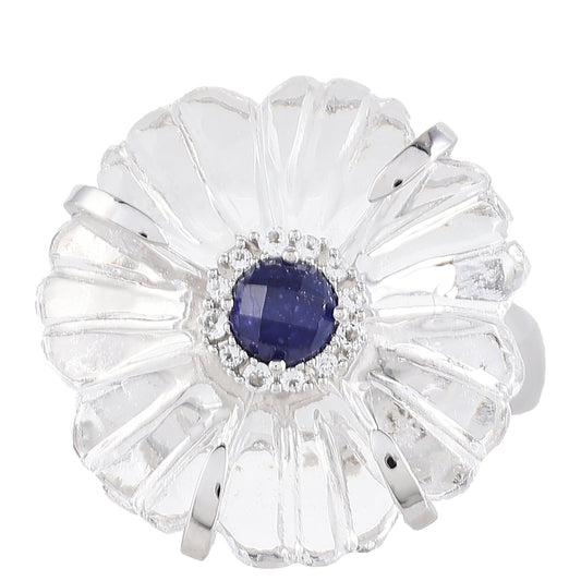 Inel din Argint 925 ( 3.98 grame ) cu Safir Thailandez și Cuarț 11.55 Carate