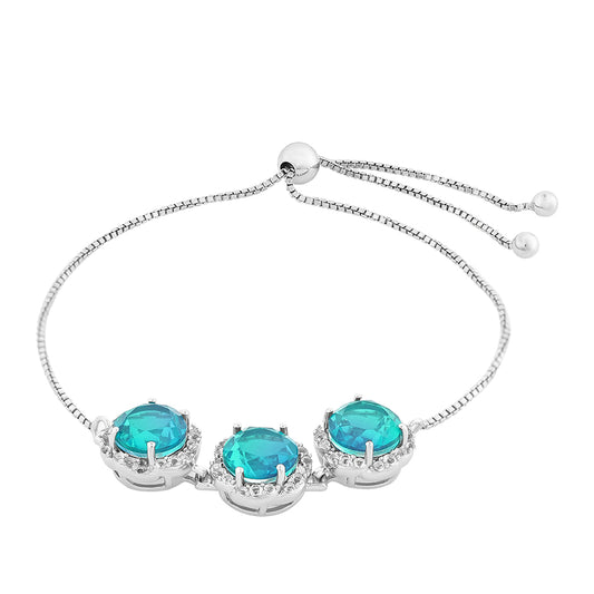 Brățară din Argint 925 ( 5.64 grame ) cu Cuarț Păun și Topaz Alb 7 Carate