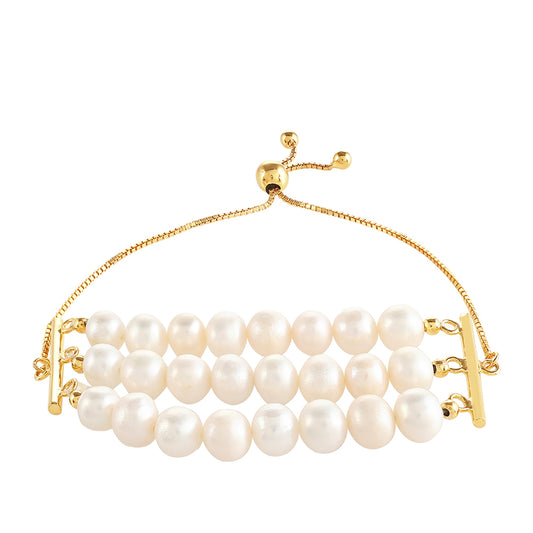 Brățară din Argint 925 Placat cu Aur ( 2.42 grame ) cu Perlă de Cultură 67.5 Carate