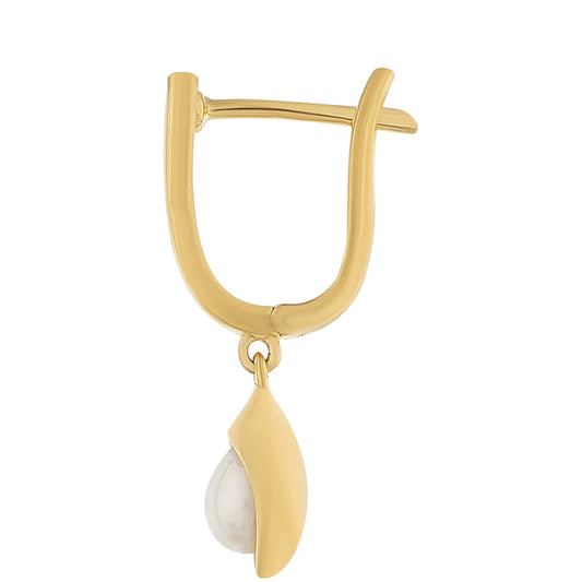 Cercei din Argint 925 Placat cu Aur ( 2.28 grame ) cu Perlă de Cultură 1.16 Carate