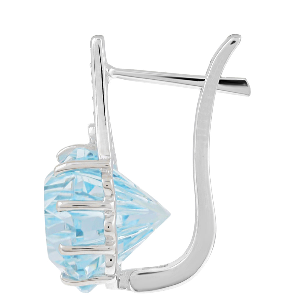 Cercei din Argint 925 ( 2.41 grame ) cu Topaz Albastru ca Cerul și Zircon Natural 10.72 Carate