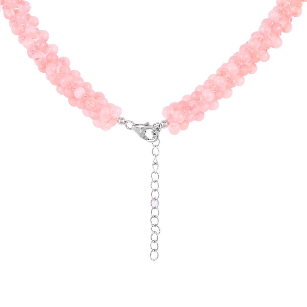 Colier din Argint 925 ( 1.65 grame ) cu Cuarţ Roz și Topaz Alb 186.66 Carate