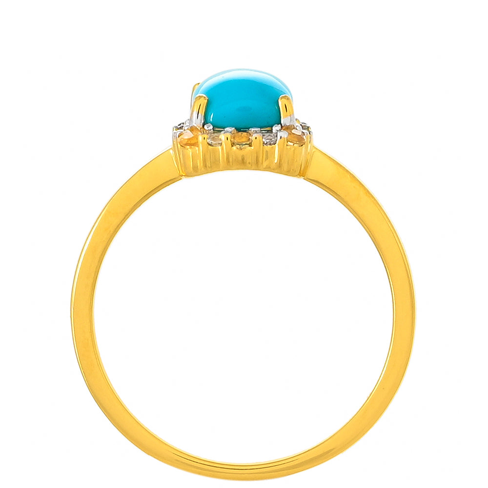 Inel din Argint 925 Placat cu Aur ( 2.29 grame ) cu Turcoaz ”Frumoasa Adormită” și Citrin 1.51 Carate