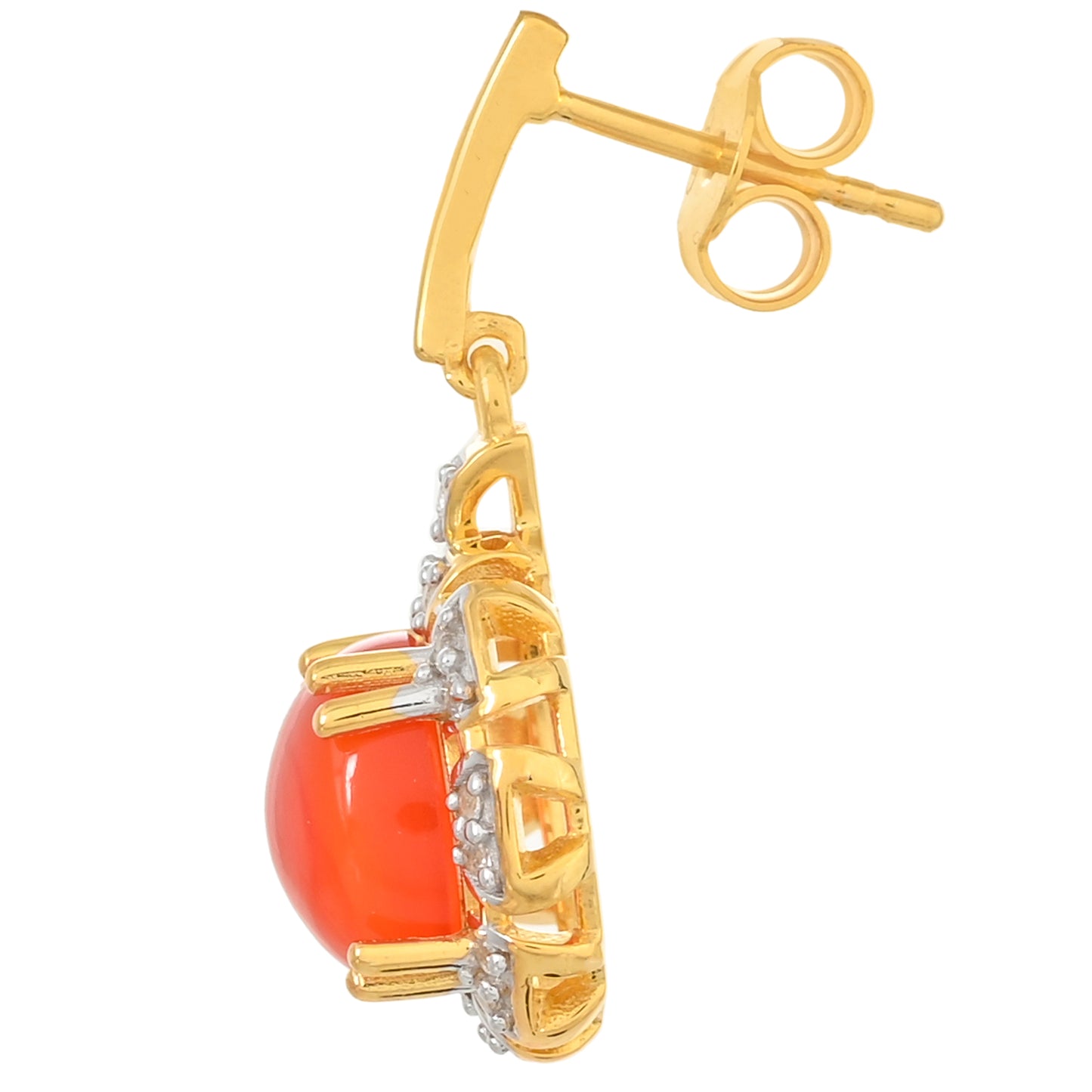Cercei din Argint 925 Placat cu Aur ( 3.75 grame ) cu Carneol și Topaz Alb 5.86 Carate