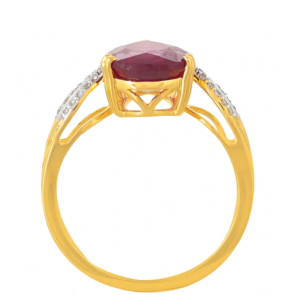 Inel din Argint 925 Placat cu Aur ( 2.41 grame ) cu Rubin Malagasy și Topaz Alb 4.01 Carate