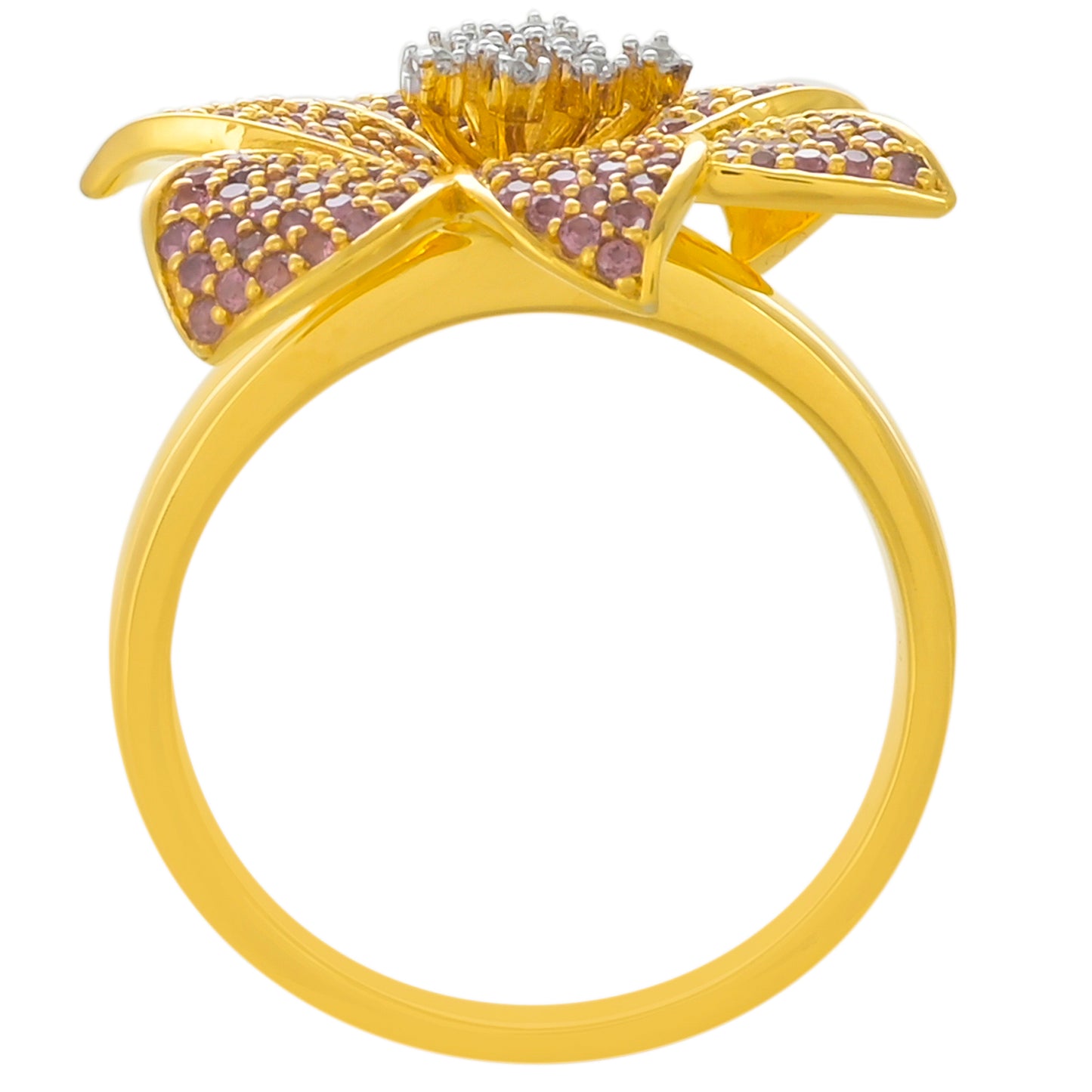 Inel din Argint 925 Placat cu Aur ( 5.16 grame ) cu Granat Rodolit și Topaz Alb 1.14 Carate