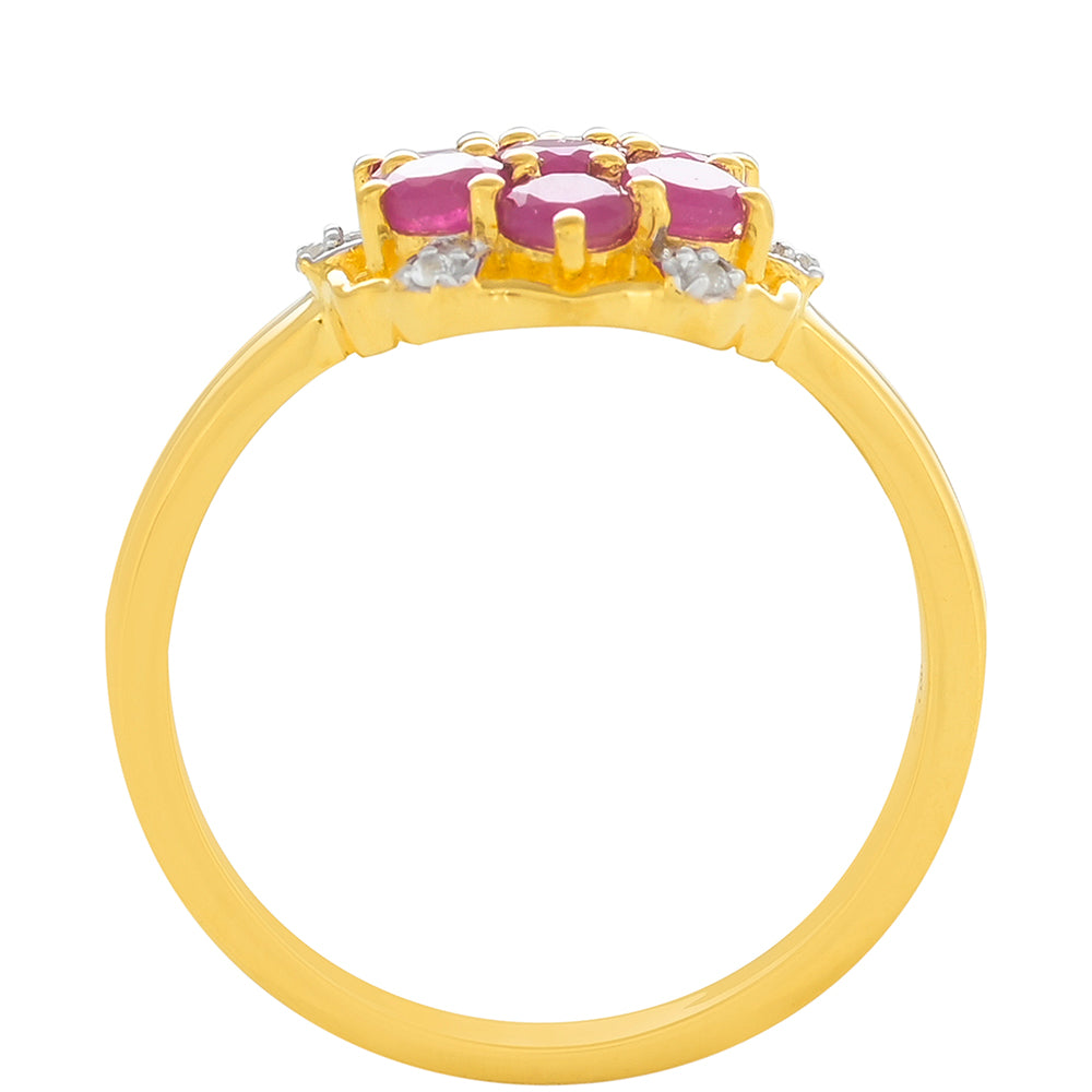 Inel din Argint 925 Placat cu Aur ( 2.62 grame ) cu Rubin Thailandez și Topaz Alb 1.26 Carate