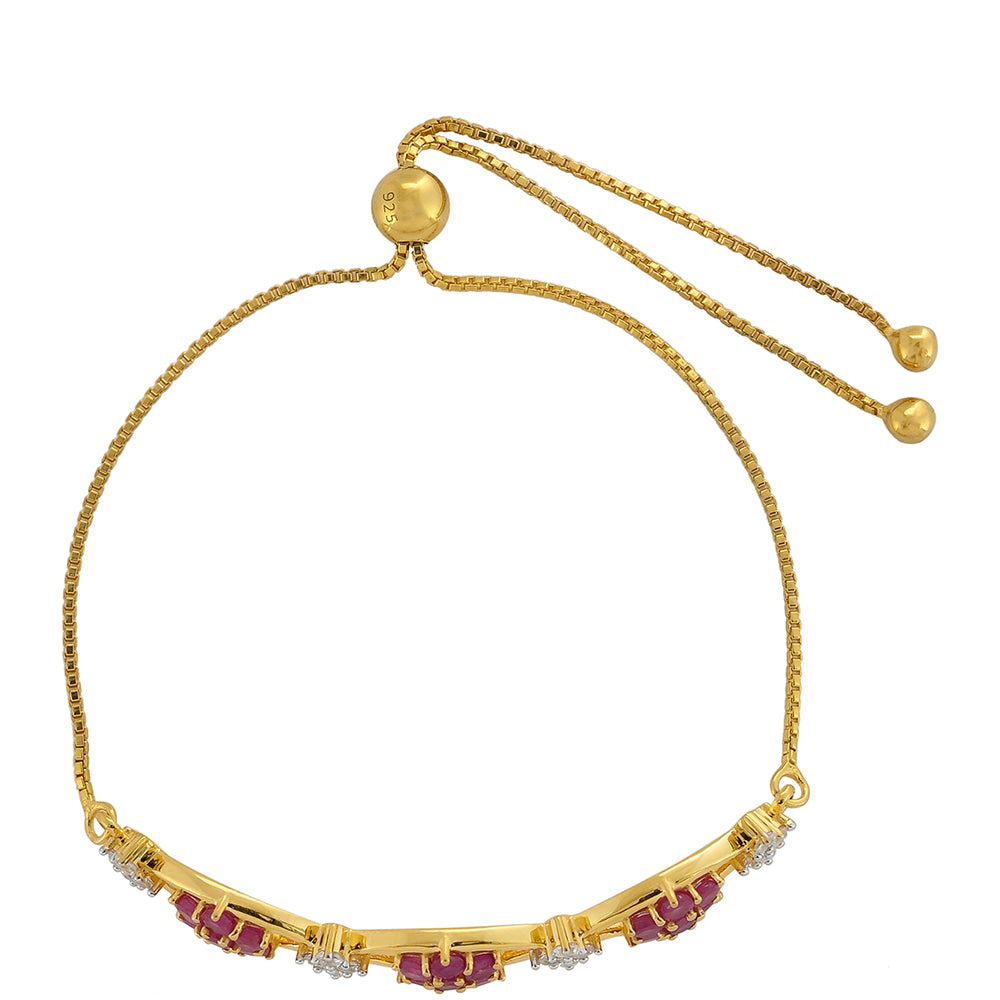 Brățară din Argint 925 Placat cu Aur ( 6.2 grame ) cu Rubin Thailandez și Topaz Alb 2.87 Carate