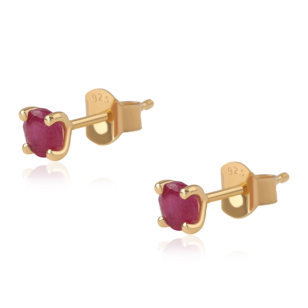 Cercei din Argint 925 Placat cu Aur ( 0.63 grame ) cu Rubin Mozambic 1.1 Carate