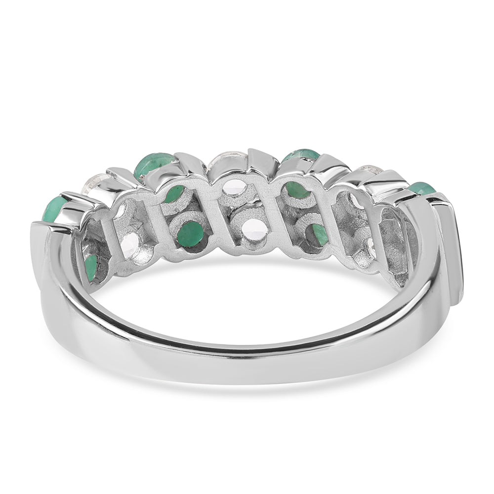 Inel din Argint 925 ( 3.27 grame ) cu Smarald Brazilian și Topaz Alb 1.26 Carate