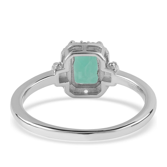 Inel din Argint 925 ( 2.39 grame ) cu Smarald Brazilian și Topaz Alb 1.14 Carate