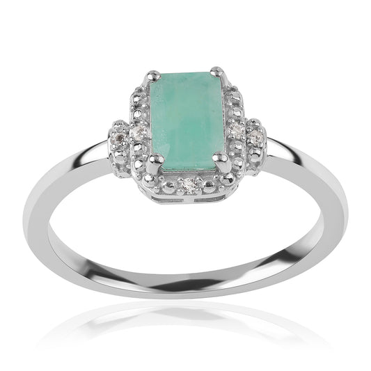 Inel din Argint 925 ( 2.39 grame ) cu Smarald Brazilian și Topaz Alb 1.14 Carate