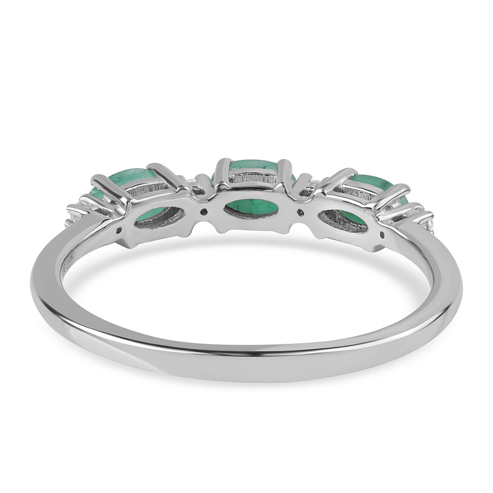 Inel din Argint 925 ( 1.78 grame ) cu Smarald Brazilian și Topaz Alb 0.9 Carate