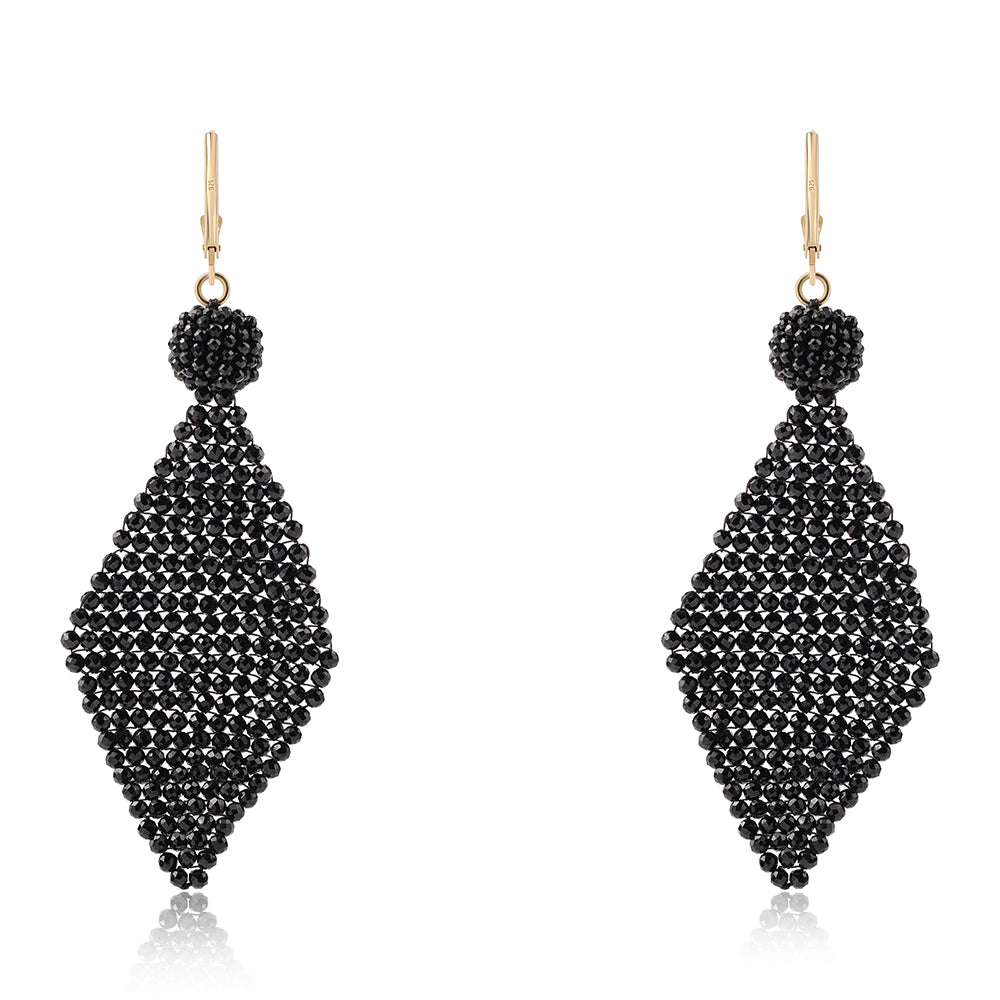 Cercei din Argint 925 Placat cu Aur ( 0.8 grame ) cu Spinel Negru 50 Carate
