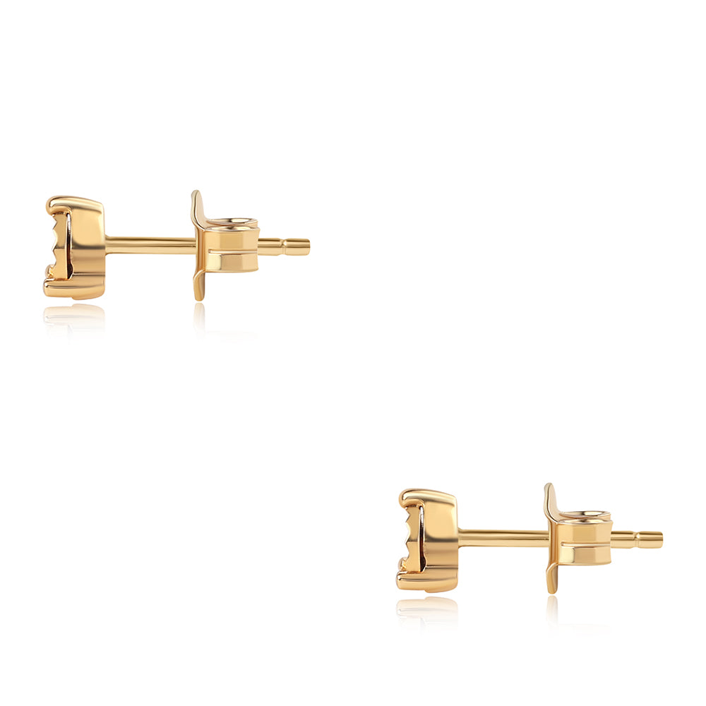 Cercei din Argint 925 Placat cu Aur ( 0.98 grame ) cu Diamant Albastru 0.02 Carate