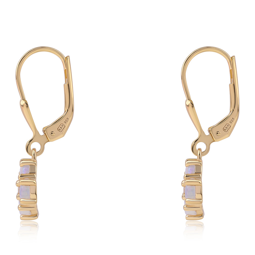 Cercei din Argint 925 Placat cu Aur ( 1.87 grame ) cu Opal Etiopian Lega Dembi și Topaz Alb 0.94 Carate