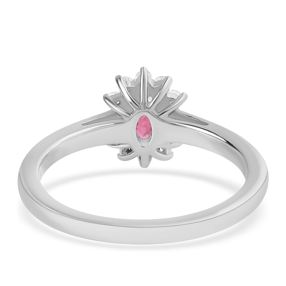 Inel din Argint 925 ( 2.49 grame ) cu Rubelit Cruzeiro și Topaz Alb 0.59 Carate