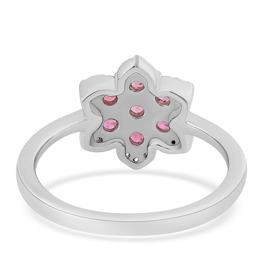 Inel din Argint 925 ( 2.93 grame ) cu Rubelit Cruzeiro și Topaz Alb 1.34 Carate