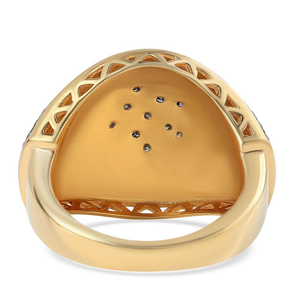 Inel din Argint 925 Placat cu Aur ( 7.16 grame ) cu Diamant Albastru 0.04 Carate