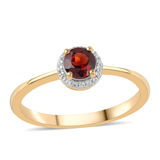 Inel din Argint 925 Placat cu Aur ( 1.78 grame ) cu Granat Barton și Topaz Alb 0.84 Carate