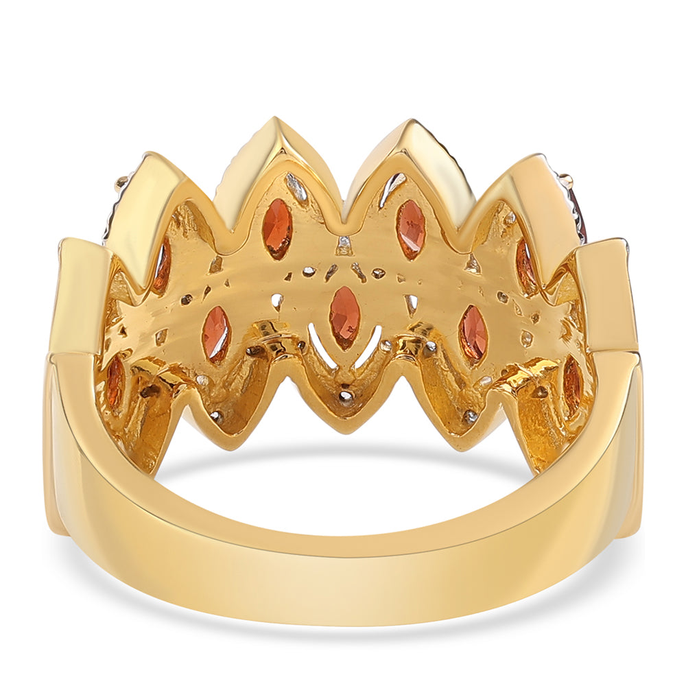 Inel din Argint 925 Placat cu Aur ( 5.5 grame ) cu Granat Barton și Topaz Alb 1.96 Carate