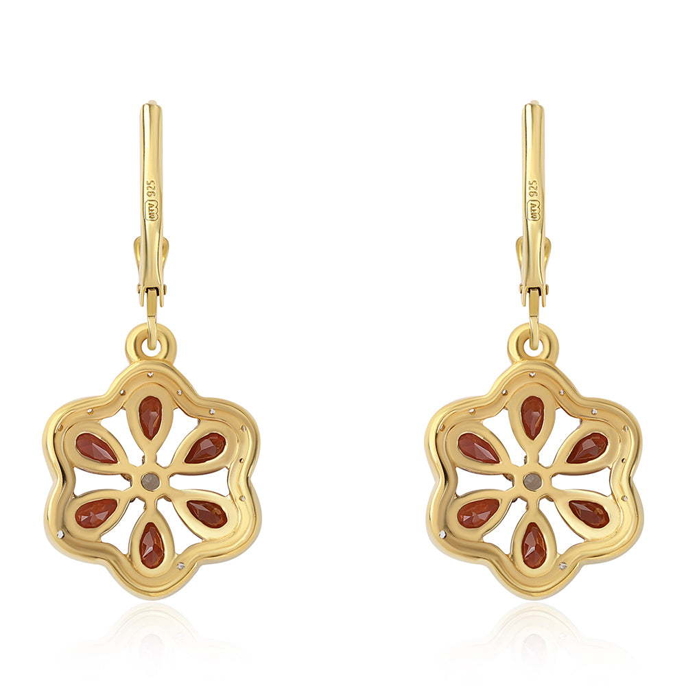 Cercei din Argint 925 Placat cu Aur ( 3.31 grame ) cu Granat Barton și Topaz Alb 3.44 Carate