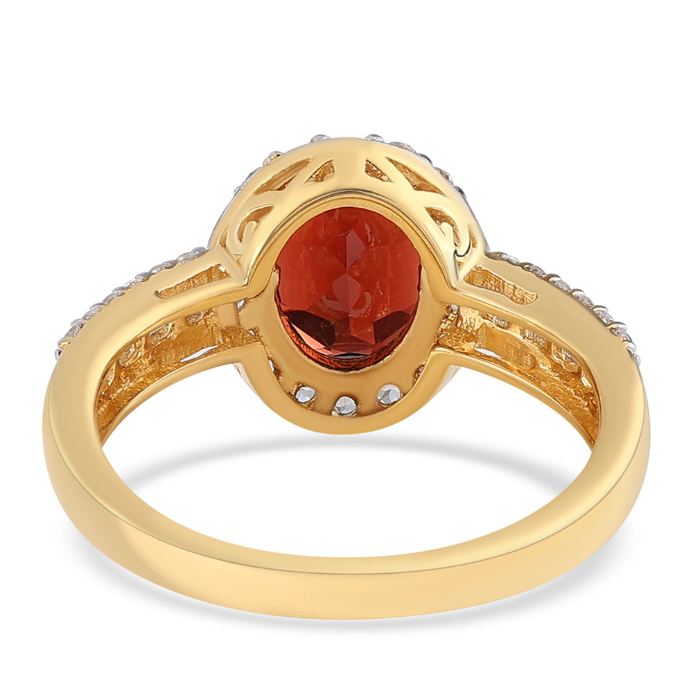 Inel din Argint 925 Placat cu Aur ( 3.22 grame ) cu Granat Barton și Topaz Alb 3.1 Carate