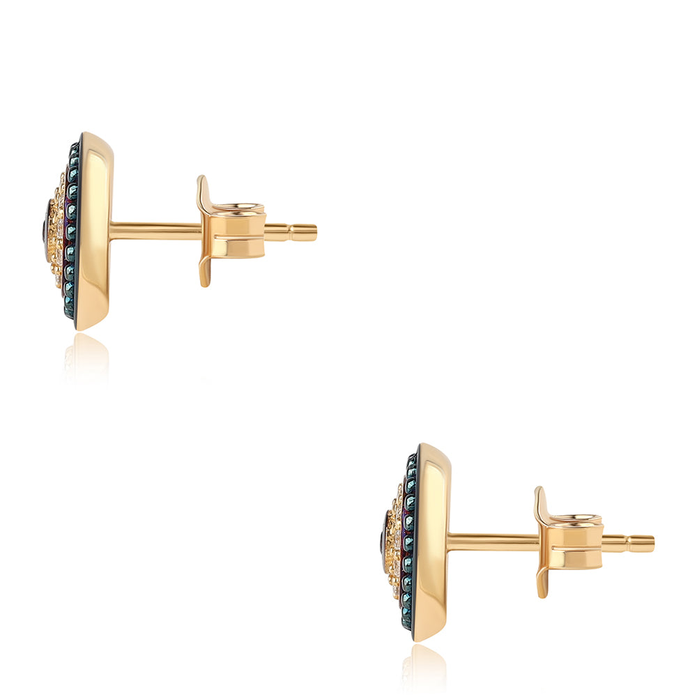 Cercei din Argint 925 Placat cu Aur ( 2.43 grame ) cu Granat Barton și Topaz Alb 0.32 Carate