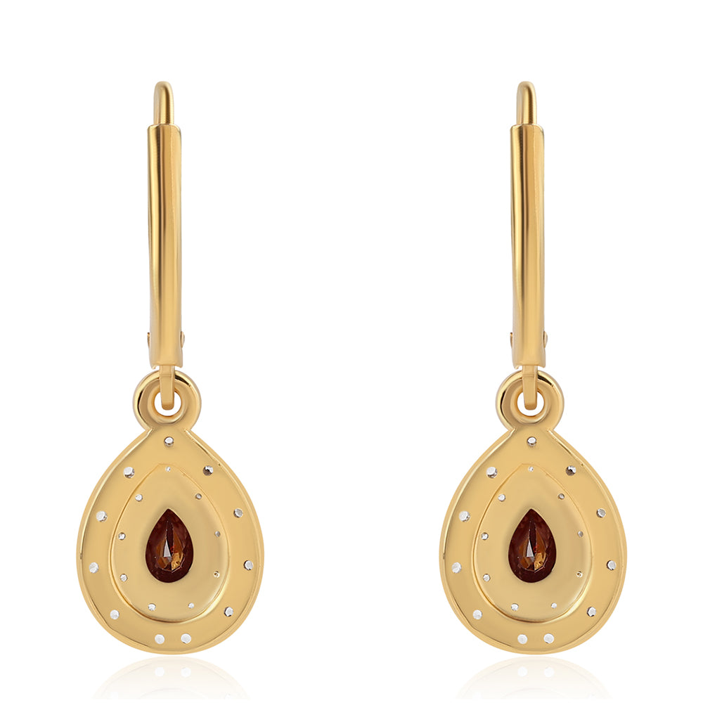 Cercei din Argint 925 Placat cu Aur ( 2.99 grame ) cu Granat Barton și Topaz Alb 2.18 Carate