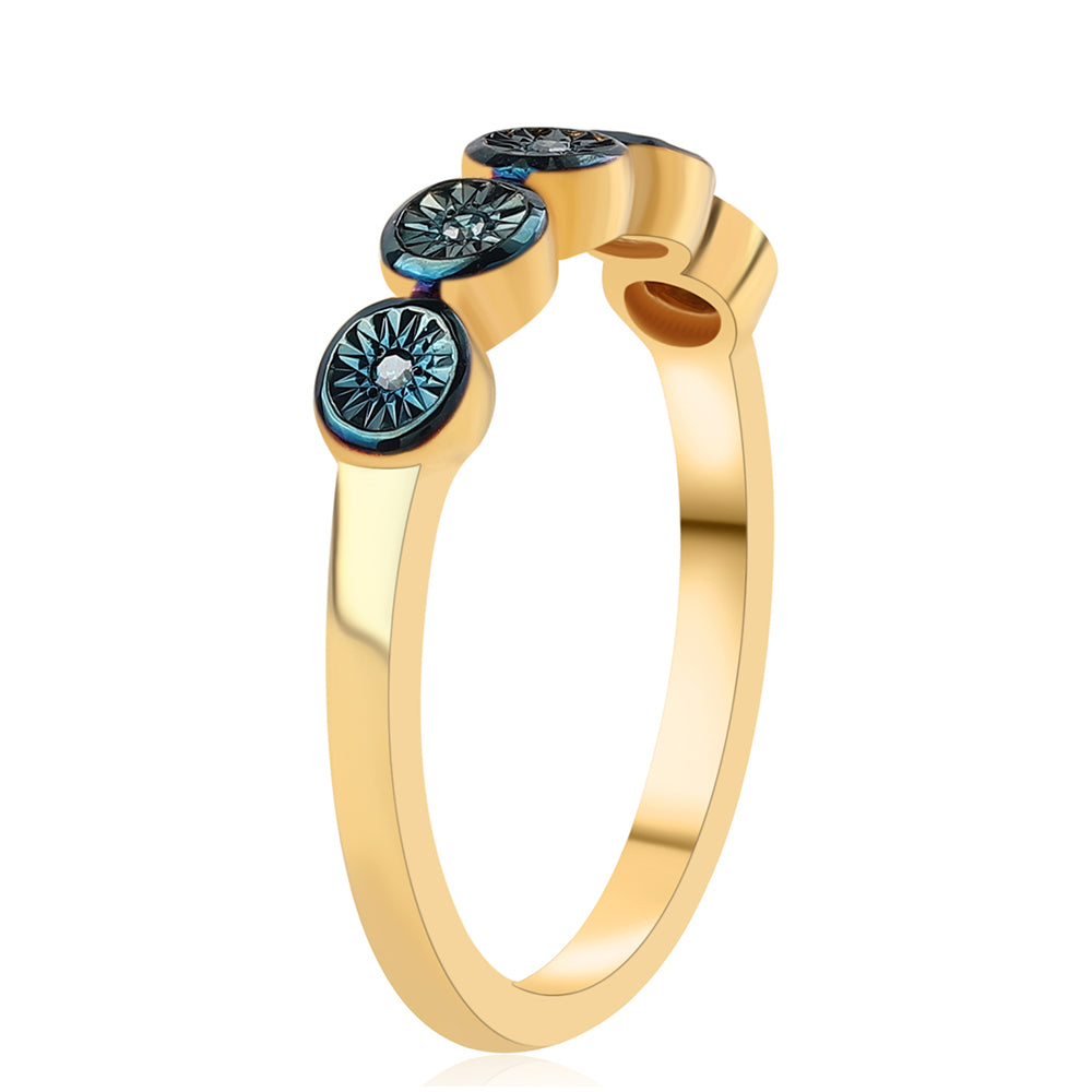 Inel din Argint 925 Placat cu Aur ( 2.2 grame ) cu Diamant Albastru 0.03 Carate