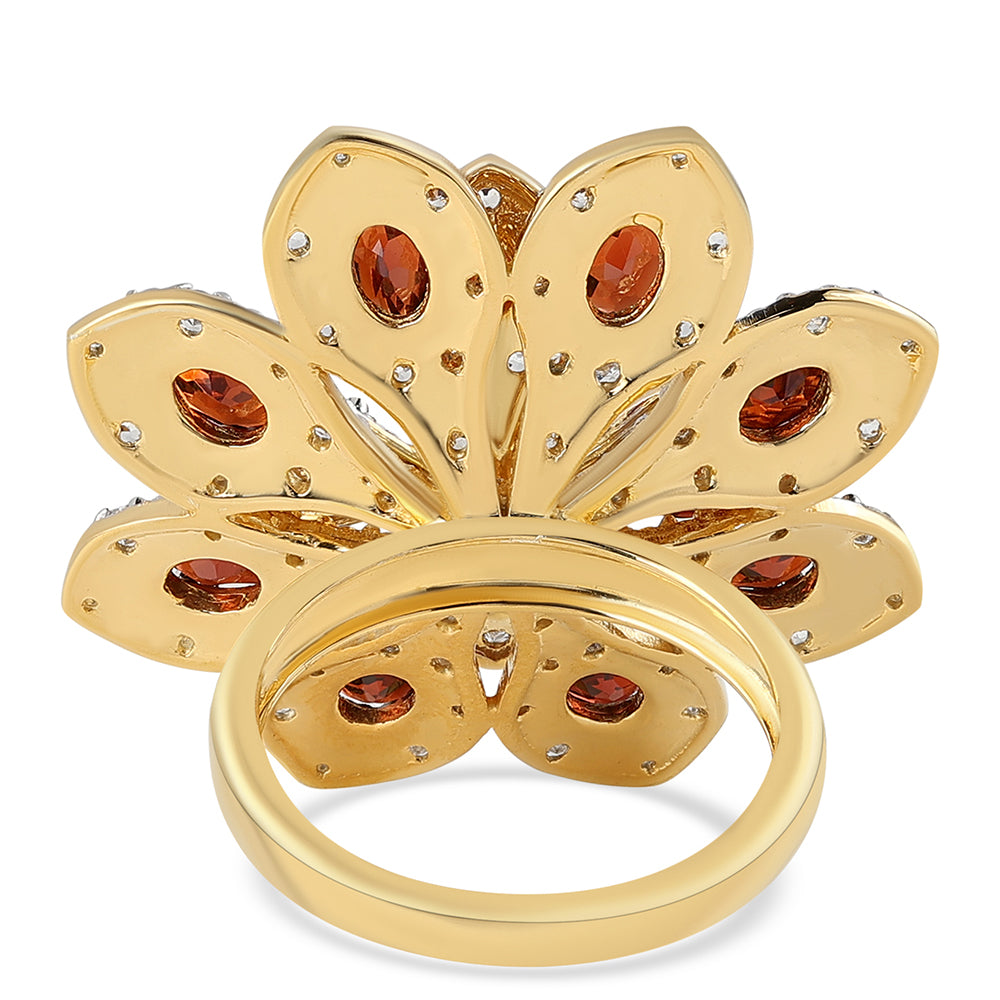 Inel din Argint 925 Placat cu Aur ( 9.85 grame ) cu Granat Barton și Topaz Alb 6.8 Carate