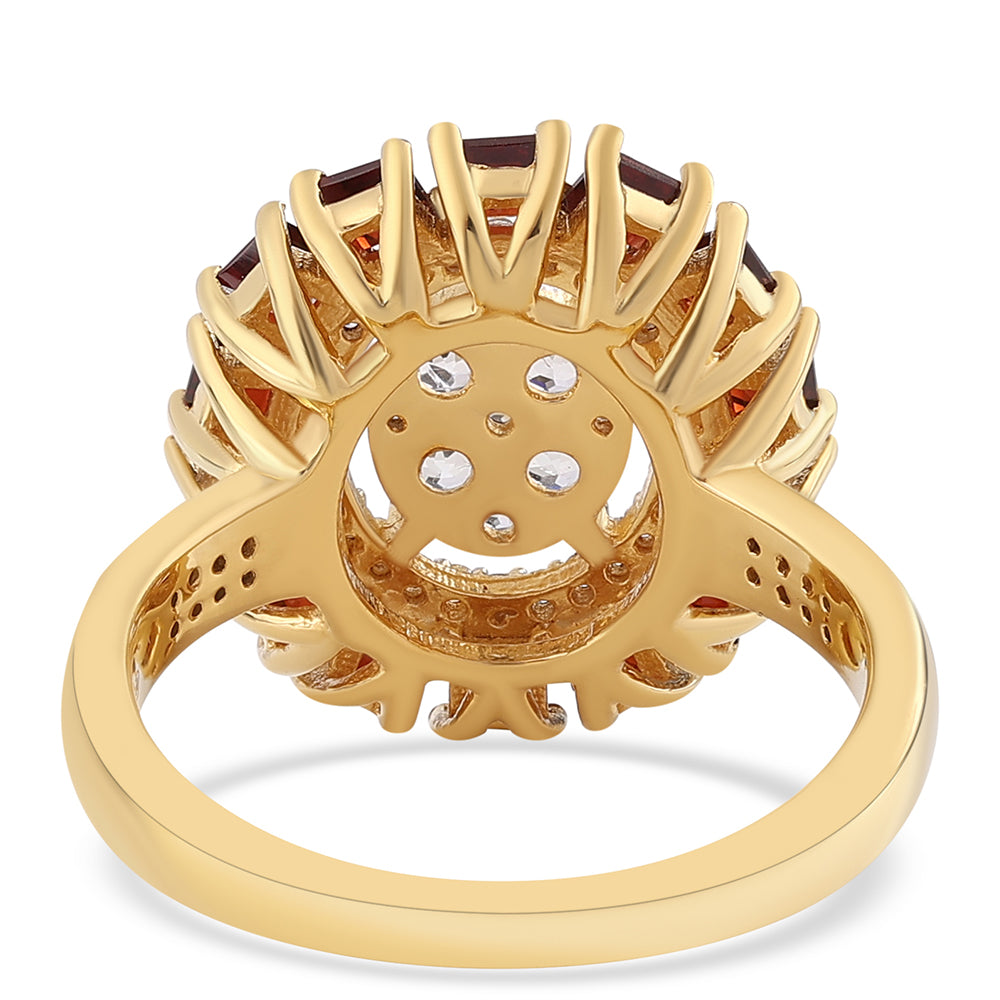 Inel din Argint 925 Placat cu Aur ( 4.74 grame ) cu Granat Barton și Topaz Alb 2.31 Carate