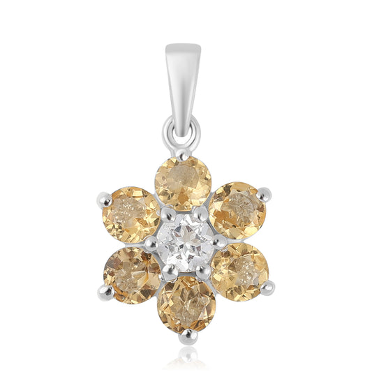 Pandantiv din Argint 925 ( 1.15 grame ) cu Citrin și Topaz Alb 1.75 Carate