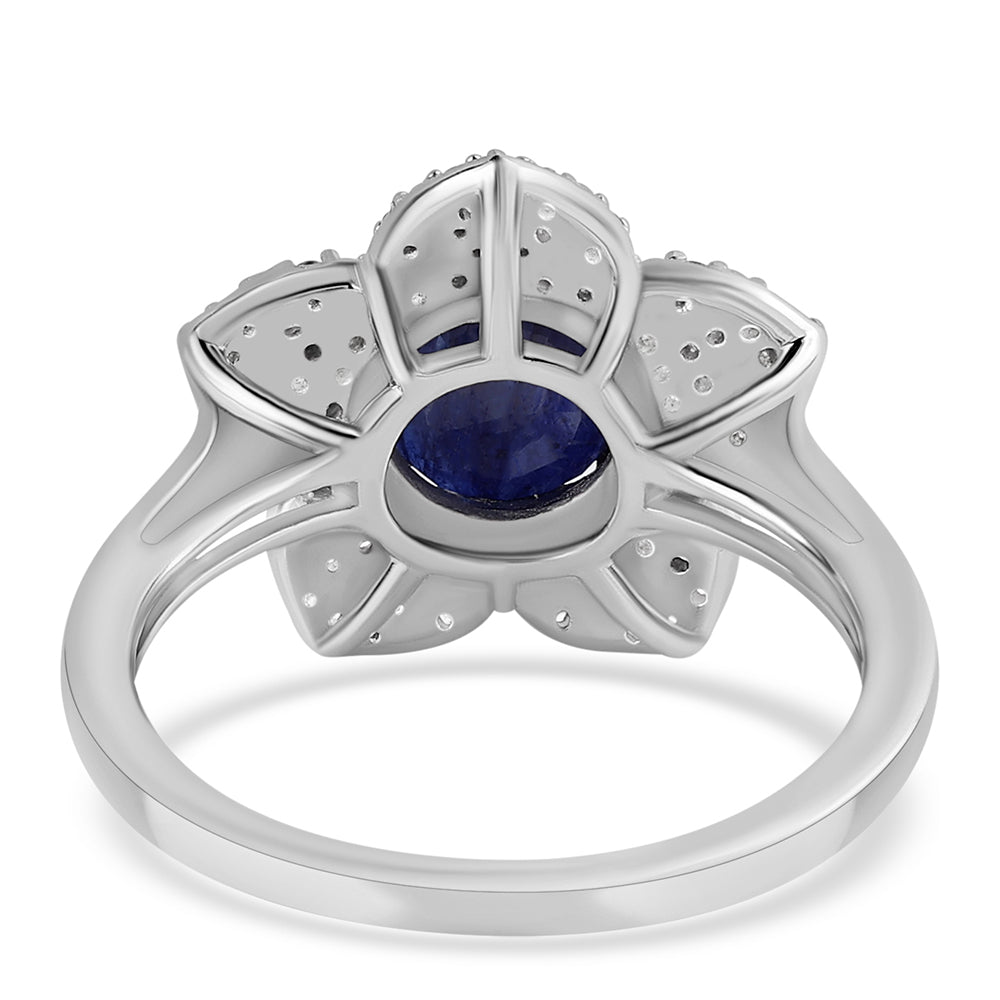 Inel din Argint 925 ( 3.82 grame ) cu Safir Albastru Australian și Topaz Alb 3.55 Carate