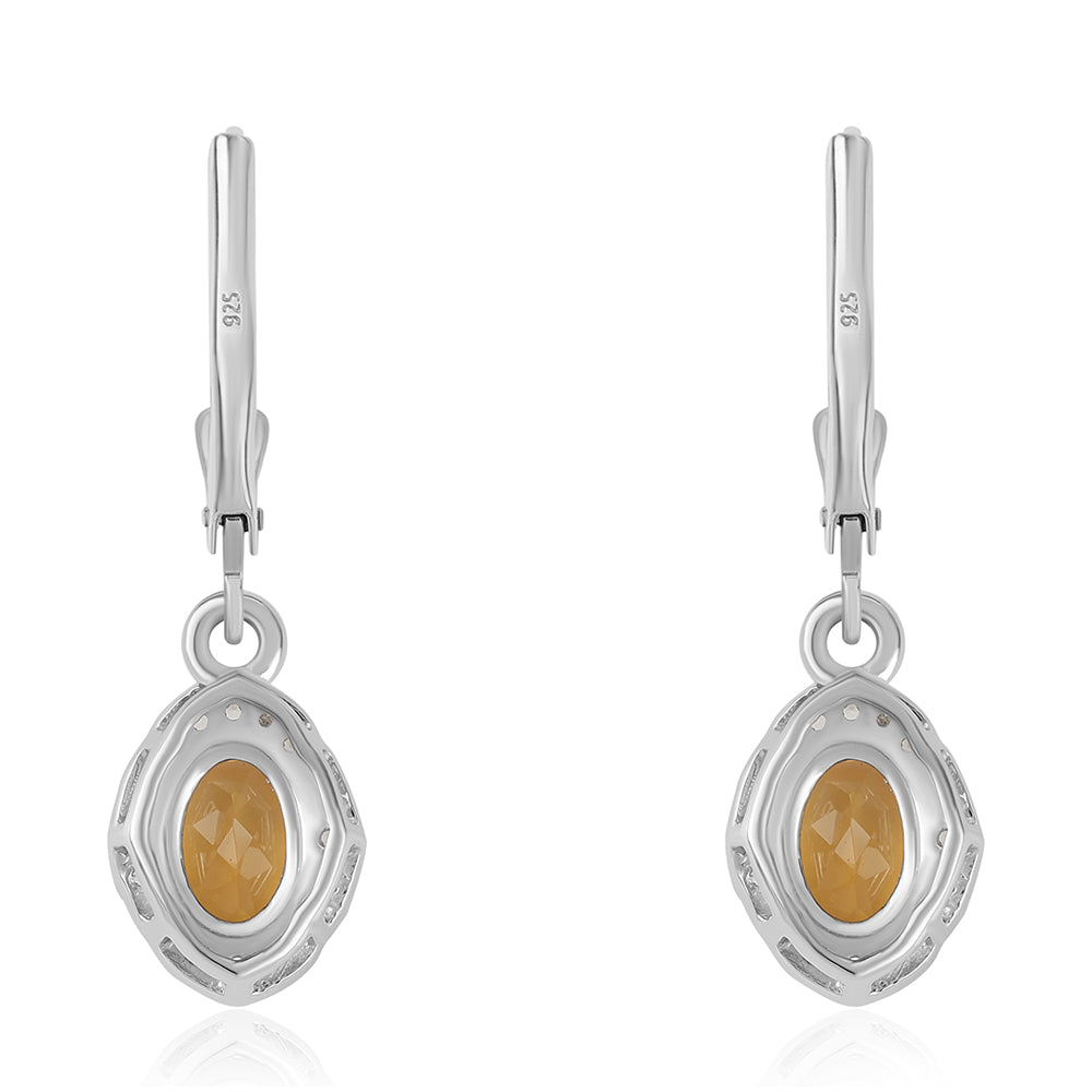 Cercei din Argint 925 ( 2.1 grame ) cu Citrin și Topaz Alb 1.9 Carate