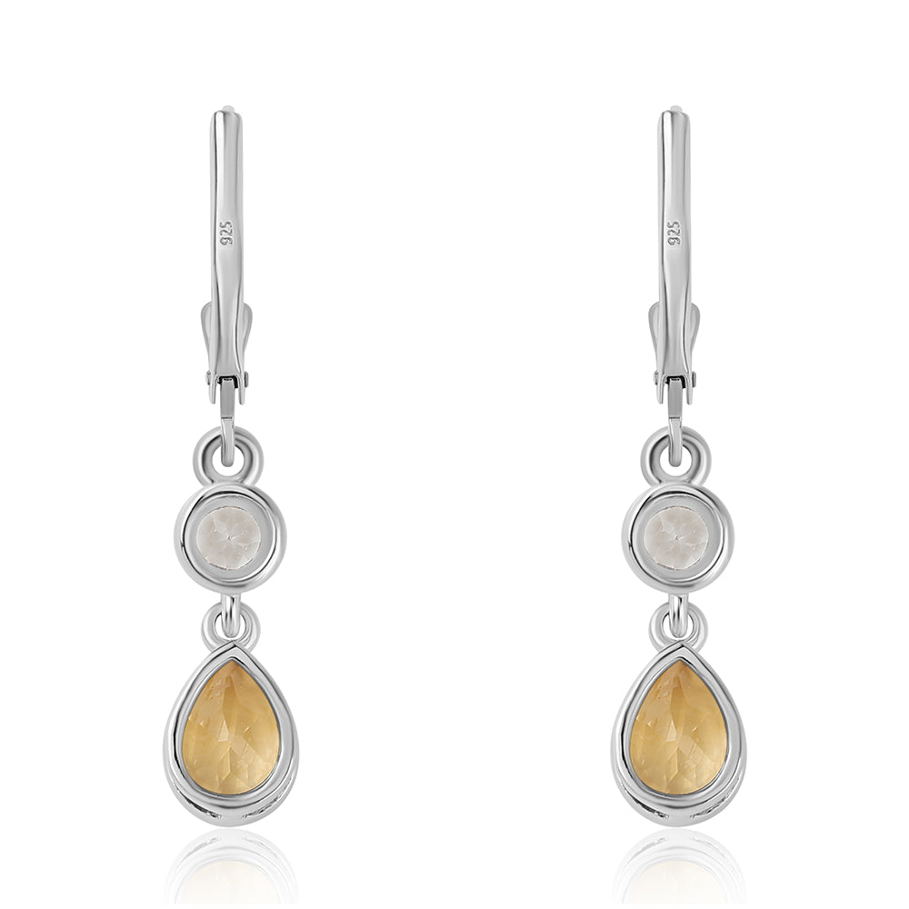 Cercei din Argint 925 ( 2.36 grame ) cu Citrin și Topaz Alb 1.8 Carate