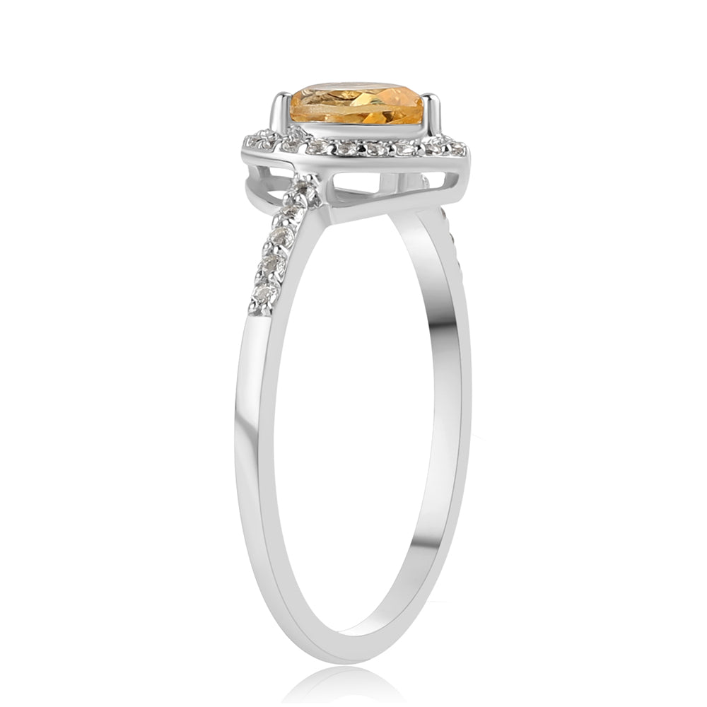 Inel din Argint 925 ( 1.97 grame ) cu Citrin și Topaz Alb 0.91 Carate