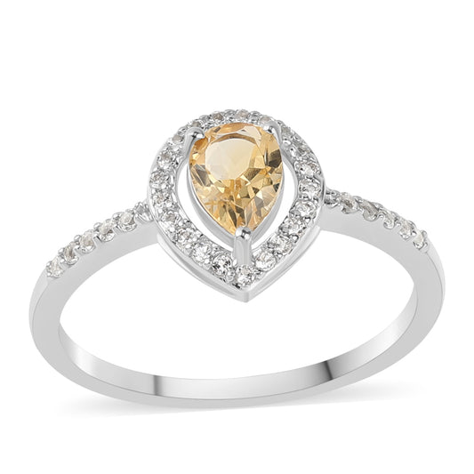 Inel din Argint 925 ( 1.97 grame ) cu Citrin și Topaz Alb 0.91 Carate